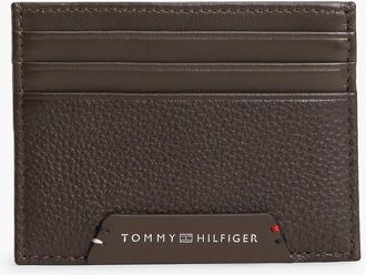 Tommy Hilfiger Mens Pebbled Leather Card Holder - Brown