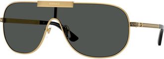 Versace Sunglasses Square Full Rim, Gold Frame And Grey Lens Ve22931002/87