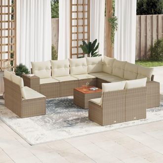 vidaXL Set De Sof&aacute;s De Jard&iacute;n 12 Pzas Y Cojines Rat&aacute;n Sint&eacute;tico Marr&oacute;n Vidaxl