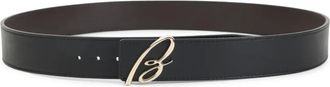 Brioni Cintura in pelle con placca logo - Nero