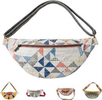 Generic Vintage-Inspired Patchwork Quilted Sling Bag, Patchwork Quilted Crossbody Bag, Bohemian Fabric Shoulder Satchel With Adjustable Strap (A)