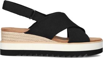 Toms Zwarte Crossover Sandalen voor Vrouwen - Dames - Sleehakken - Zwart - 38 EU - Linnen - Schoenen