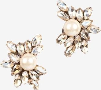 Deepa Gurnani Ohrstecker aus Strass und Perlen Sahana