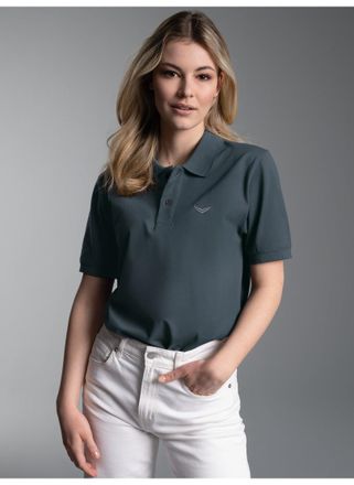 Trigema Poloshirt TRIGEMA TRIGEMA Poloshirt DELUXE Piqu&eacute;, Damen, Gr. 4XL, grau (anthrazit), Piqu&eacute;, 100% Baumwolle, Basic, lang, ohne Ausschnitt, Shirts Polosh