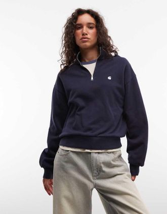 Carhartt Work in Progress sweatshirt con zip corta Casey navy-blu navy