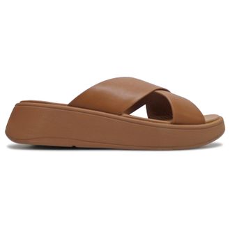 FitFlop F Mode Flatform Cross Leather Womens Comfort Sandals - Light Tan - Size:UK 5
