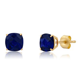 MAX + STONE 14k Yellow Gold 6MM Cushion Cut Gemstone Stud Earrings