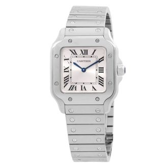 Cartier Santos Small Model Quartz Silver Dial Watch WSSA0082