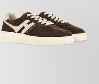 Hogan leather sneakers with suede finish and rubber sole