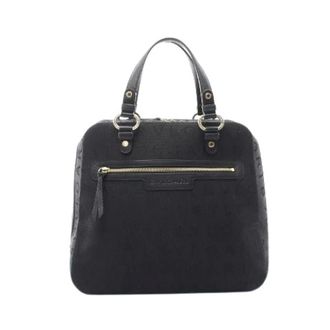Bulgari Pre-owned Logo Mania Canvas Leder Handtas - Dames - Pre-owned - Zwart - Maat: ONE Size Leer