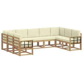 vidaXL Conjunto De Sof&aacute;s De Exterior Con Coj&iacute;n 9 Pcs Blanco Y Crema Vidaxl