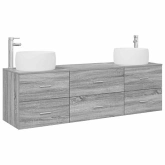 vidaXL Juego De Muebles De Ba&ntilde;o 3 Uds. Sonoma Gris 49,5 X 44,5 X 66 Cm Vidaxl
