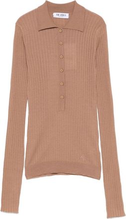 The Attico chunky-ribbed polo top - Brown