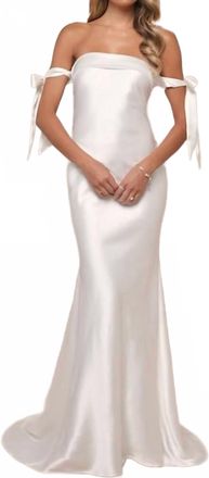 Lulus Eternally Loved Cutout Satin Off-The-Shoulder Maxi Dress In White