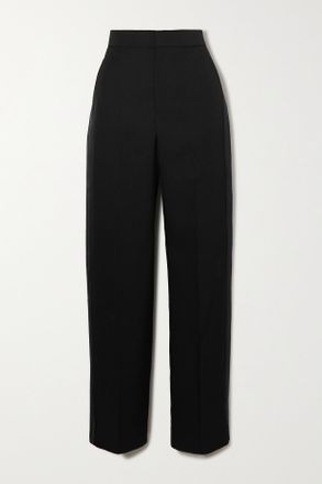 Isabel Marant Pantaloni In Twill Di Lana A Gamba Larga Scarly - Nero