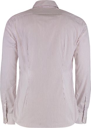 Slowear Mens Striped Cotton Shirt Light Red