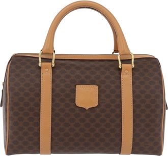 Celine Vintage Boston Macadam Coated Canvas Brown Pvc Handbag (Pre-Owned)