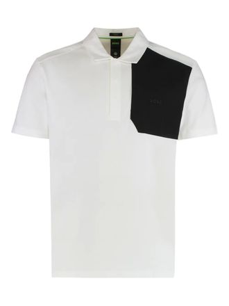 BOSS block-panel polo shirt - White