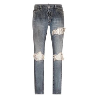 Philipp Plein Heren, Jeans, Blauw, Maat: W29 Katoen