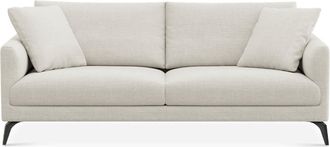 Castlery Lena Sofa Customized, Performance Linen Weave, Sand, Matte Black Legs, Spill Resistant, Removable Covers for Sofas, Castlery