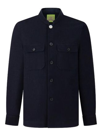 Shanghai Tang Tang shirt jacket - men - Wool/Elastane - 50 - Blue