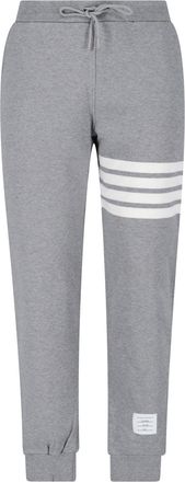 Thom Browne Relaxed Fit Heather Grey Trousers With Distinctive Stripes