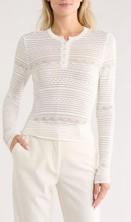 Ulla Johnson Felix Pointelle Knit Henley in Pristine at Nordstrom Rack, Size Petite