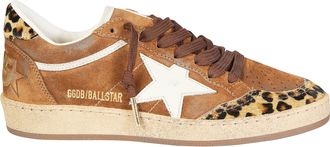 Golden Goose Brown Suede Leopard Ballstar Sneakers