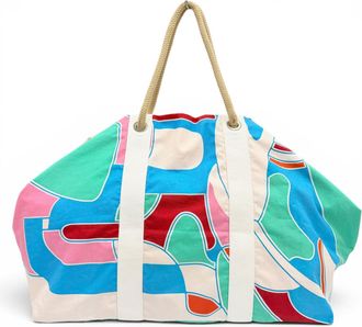 Herm&egrave;s Multi-Color Cotton Beach Bag Tote Bag (Pre-Owned)