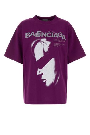 Balenciaga Purple Graphic Crew Neck T-Shirt
