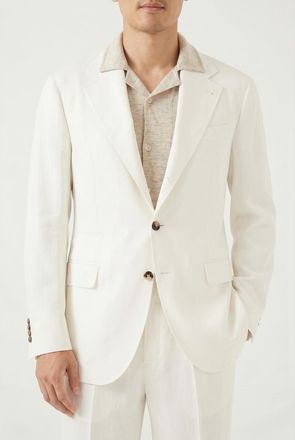 Brunello Cucinelli Off White Silk Blazer, Brand Size 50 (US Size 40)