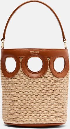 Ferragamo Gancini Small raffia bucket bag