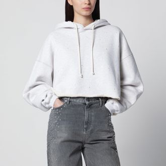 Golden Goose Womens Star cropped oversized cotton hoodie in grey