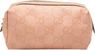 Gucci Pre-owned Embossed Leather Pouch - Dames - Vintage Clutch - Roze - ONE Size - Leer - Vintage