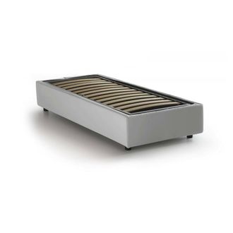 Talamo Italia Cama Individual Dmecozz, Cama Contenedor Con Tapizado En Ecopiel, 100% Made In Italy, Apertura Frontal, Adecuado Para Colch&oacute;n Cm 90x190, Blanco - Dmor