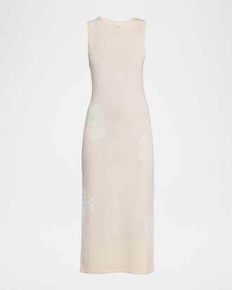 Ramy Brook Luciana Sleeveless Lace Applique Midi Dress