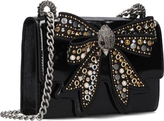 Kurt Geiger Tassen, Dames, Zwart, ONE Size, Wol, Zwarte Bow Small Shoreditch Handtas