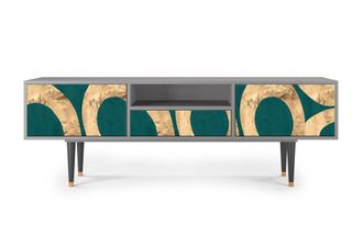 StoryZ Mueble de TV azul-verde 2 cajones y 1 puerta L 170 cm