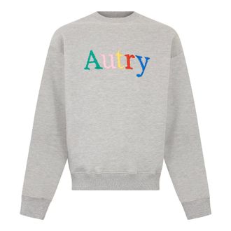 Autry Hoodies & sweatvesten, Dames, Grijs, M, Katoen, Sweatshirt met geborduurd logo