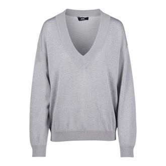 Alpha Studio V-neck Knitwear, female, Gray, Size: 2XS V-neck Knitwear