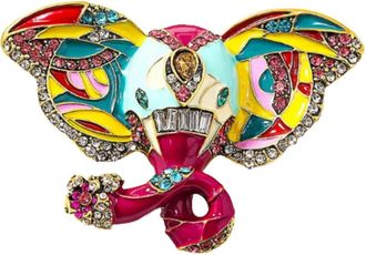 Hzmer Jewellery Spilla Satrangi Gaj con cristalli - Oro