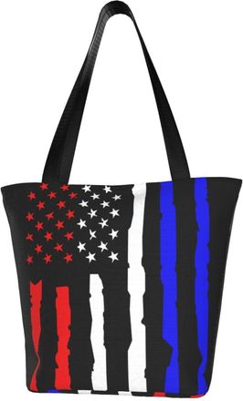 AOOEDM Distressed American Flag Reusable Tote Bag Women Casual Handbag Shoulder Bags for Shopping Groceries Travel Outdoors