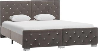 vidaXL Estructura De Cama Sin Colch&oacute;n Terciopelo Gris 140x200 Cm Vidaxl