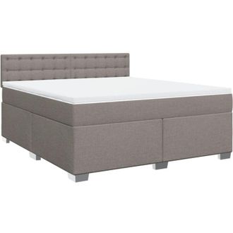 vidaXL Cama Box Spring Con Colch&oacute;n Tela Gris Taupe 180x200 Cm Vidaxl