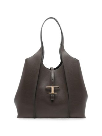 Tod's Dark Grey T Timeless Medium Tote