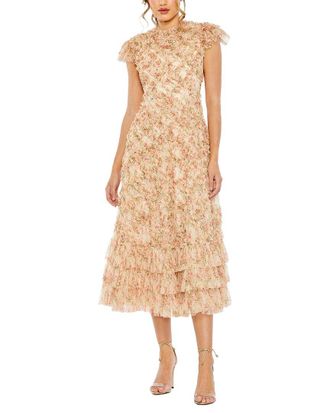 Mac Duggal Mesh Ruffle Tiered A-Line Dress