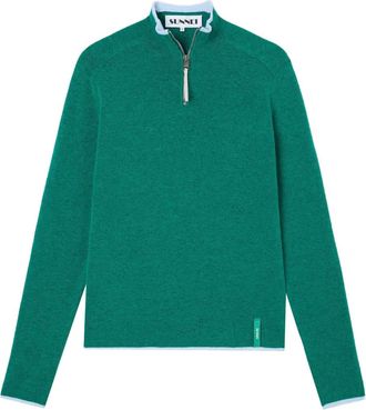 Sunnei Trui met halve rits - Groen