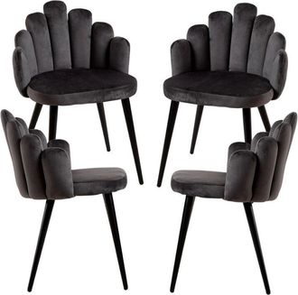 Regalos Miguel Regalos Miguel - Packs Sillas Comedor - Pack 4 Sillas Hand Patas Negras Terciopelo - Gris oscuro