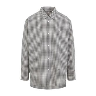 Marni Overhemden, Heren, Grijs, XL, Katoen, Micro-ruit Shirt