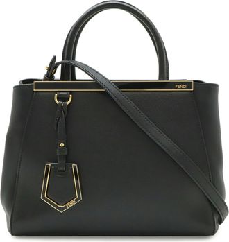 Fendi Black Leather Handbag Shoulder Bag Tote Bag (Pre-Owned)